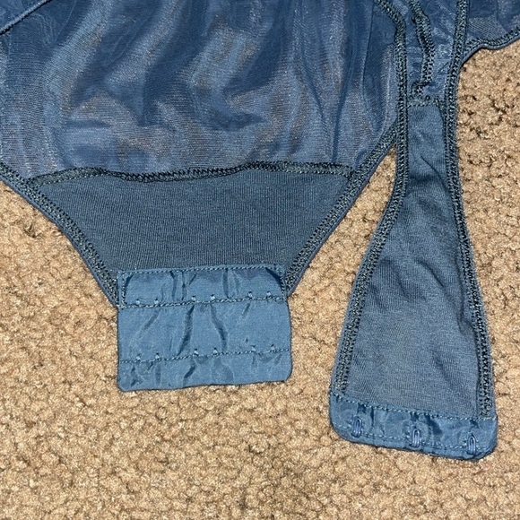 La Perla Floral Lace Mesh Thong Bodysuit Underwire Periwinkle Blue 38B - Picture 7 of 10